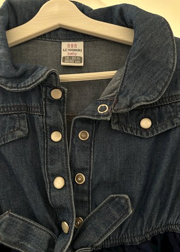 LC Waikiki Kız Çocuk Kot Kumaşlı Uzun Kollu Elbise
