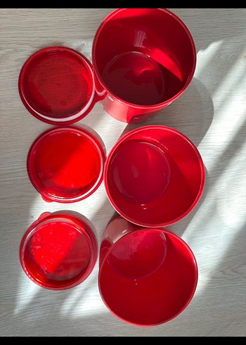 Kırmızı Puantiyeli Saklama Kabı Seti - Görsel 4