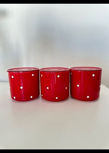 Kırmızı Puantiyeli Saklama Kabı Seti - Görsel 3