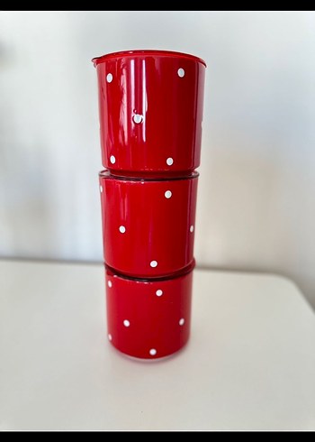 Kırmızı Puantiyeli Saklama Kabı Seti - Görsel 2