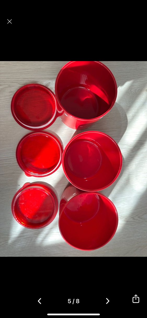 Kırmızı Puantiyeli Saklama Kabı Seti - Görsel 4