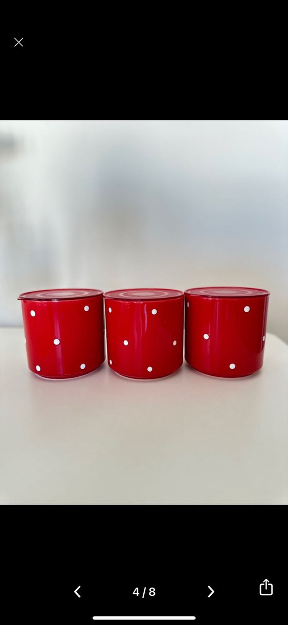 Kırmızı Puantiyeli Saklama Kabı Seti - Görsel 3