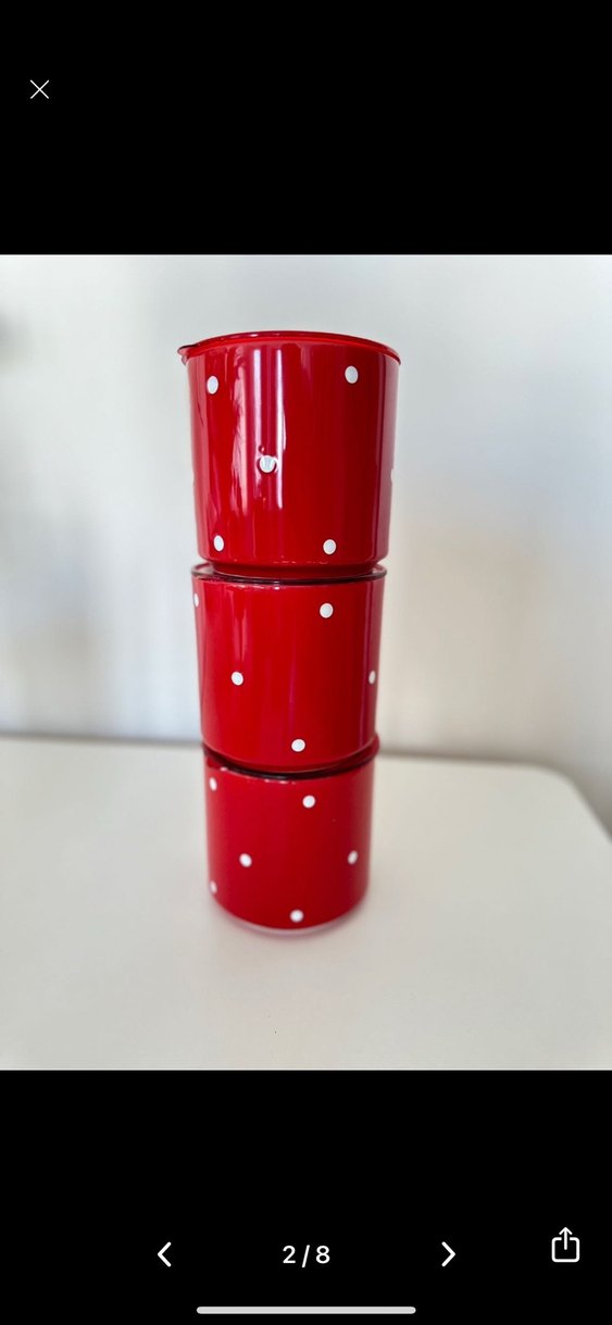 Kırmızı Puantiyeli Saklama Kabı Seti - Görsel 2