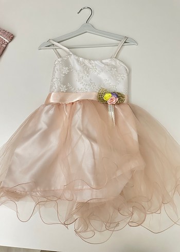 Dantelli Beyaz ve Pastel Kız Elbisesi - Görsel 3