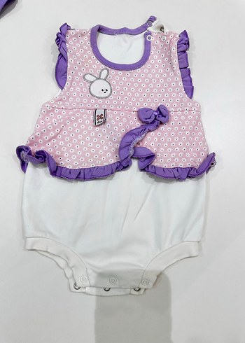 Kız Bebek Mor Askılı Body ve Tulum Seti - Görsel 2