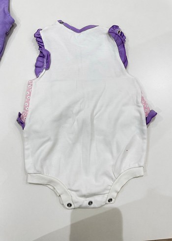 Kız Bebek Mor Askılı Body ve Tulum Seti - Görsel 3