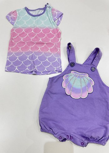 Kız Bebek Mor Askılı Body ve Tulum Seti - Görsel 6