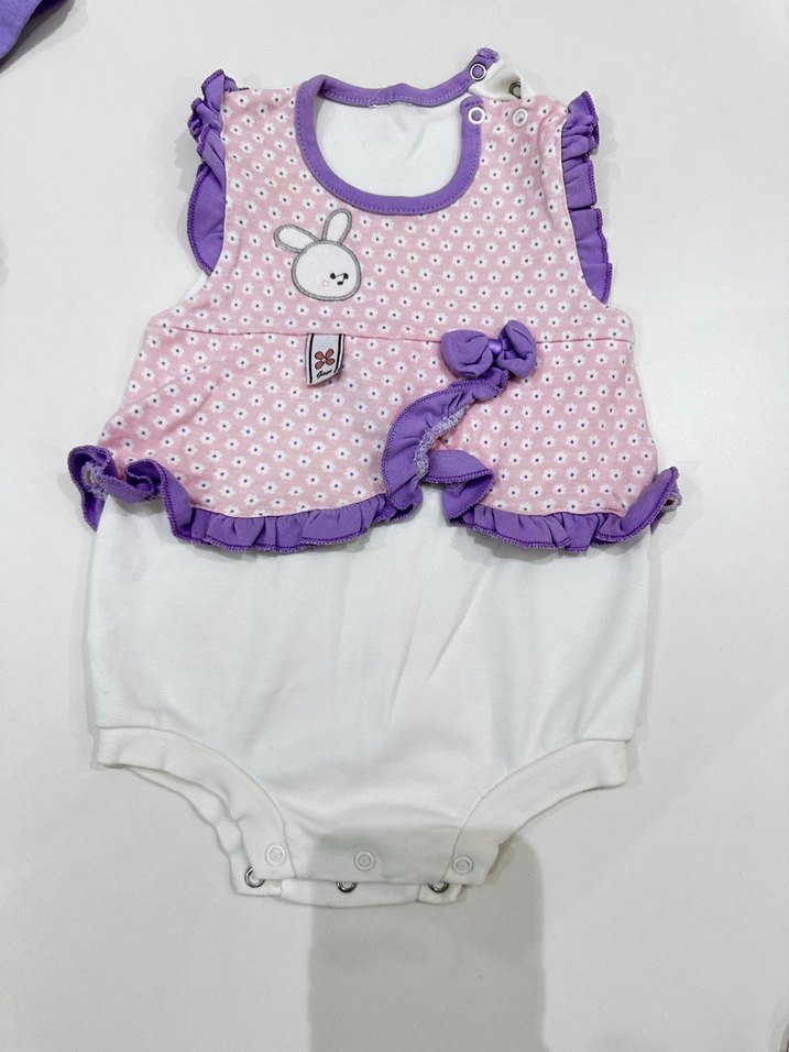 Kız Bebek Mor Askılı Body ve Tulum Seti - Görsel 2