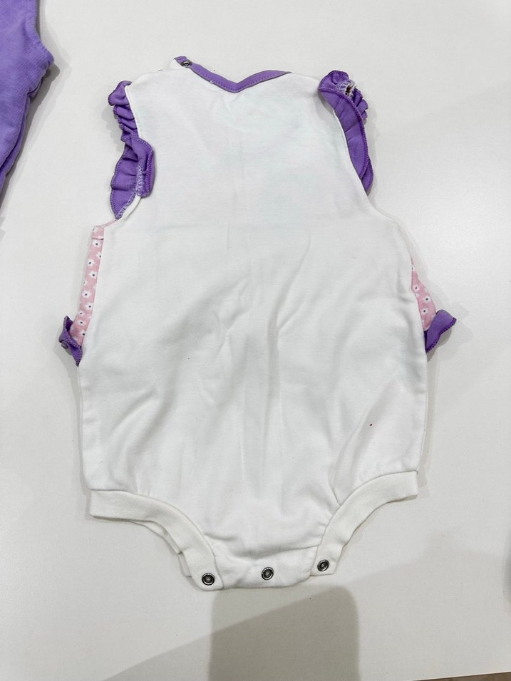 Kız Bebek Mor Askılı Body ve Tulum Seti - Görsel 3