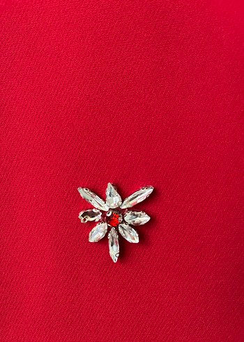 Kırmızı Straplez Nakışlı Uzun Abiye - Görsel 4