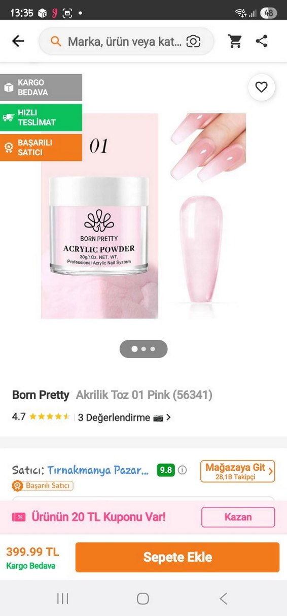 Born Pretty Pastel Bej Akrilik Toz 30ml - Görsel 2