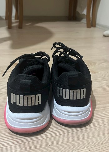 40 Beden Siyah-pembe elastik bağcıklı kadın spor ayakkabı