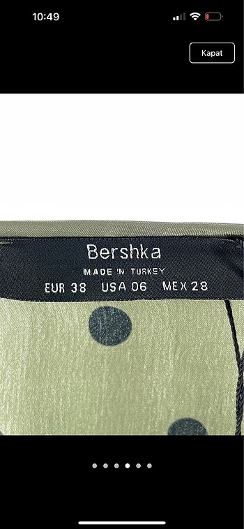 m Beden Bershka puantiyeli elbise