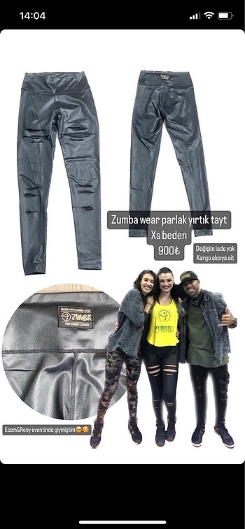 Zumba wear lisanslı orijinal parlak yırtık tayt