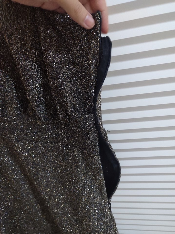 Gri Mini V Yaka Fırfırlı Abiye Elbise - Görsel 4