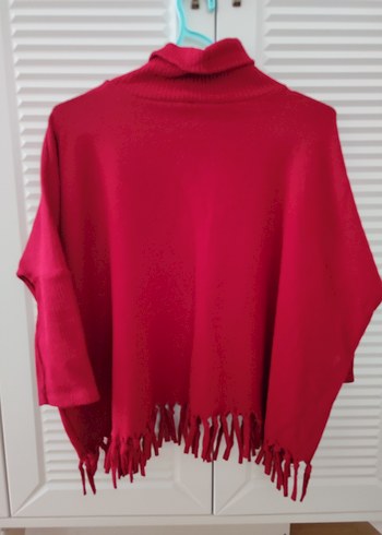 Püsküllü Kırmızı Kadın Boğazlı Triko - Görsel 2