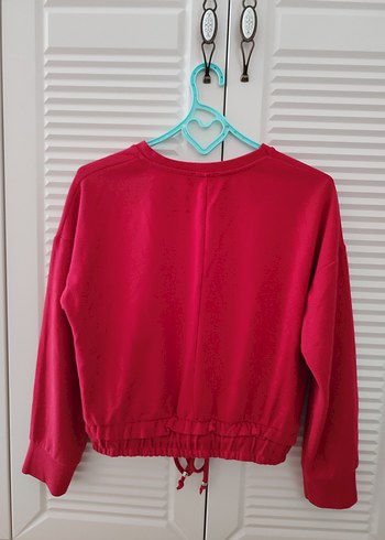 Kırmızı Kadın Sweatshirt, Uzun Kollu, Rahat Kesim - Görsel 2