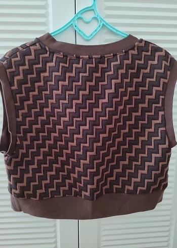 Kahverengi V Yaka Kadın Triko Süveter - Görsel 5