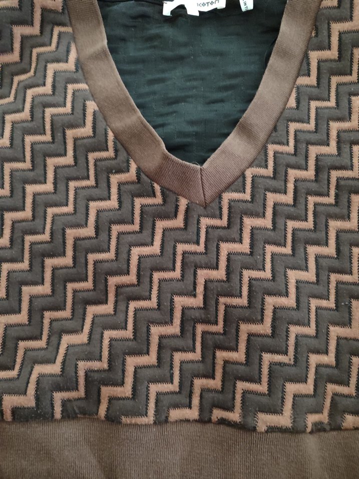 Kahverengi V Yaka Kadın Triko Süveter - Görsel 2