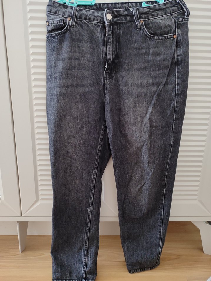 Gri Midi Boy Rahat Kesim Kadın Kot Pantolon - Görsel 2