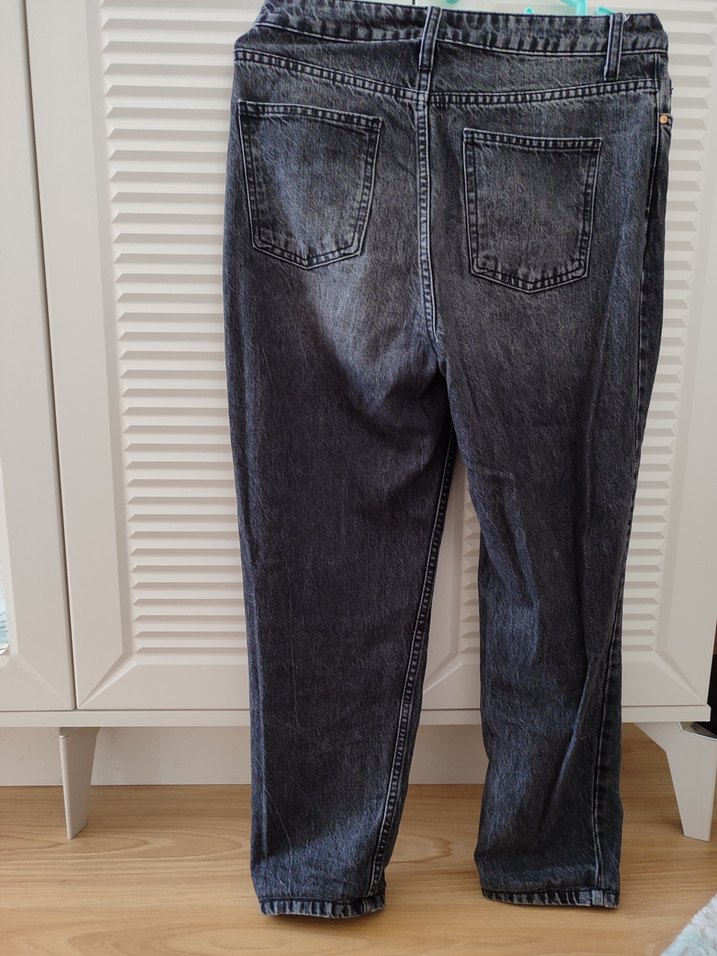 Gri Midi Boy Rahat Kesim Kadın Kot Pantolon - Görsel 3