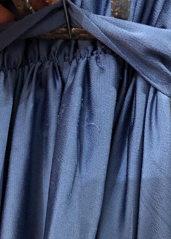 Drapeli Mavi Uzun Kadın Elbise - Görsel 2