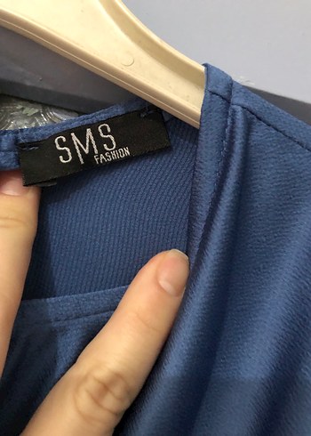 Drapeli Mavi Uzun Kadın Elbise - Görsel 5