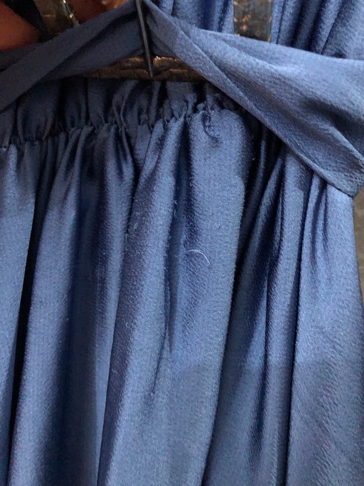 Drapeli Mavi Uzun Kadın Elbise - Görsel 2