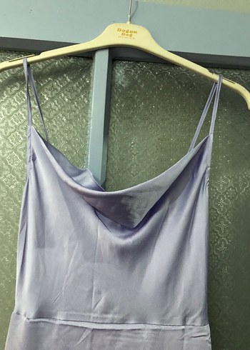 Mor Uzun Askılı Drapeli Kadın Elbise - Görsel 4