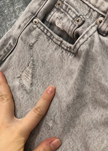 Gri Bol Kesim  Kot Pantolon - Görsel 4