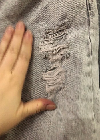 Gri Bol Kesim  Kot Pantolon - Görsel 6