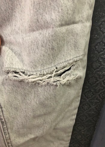 Gri Bol Kesim  Kot Pantolon - Görsel 5