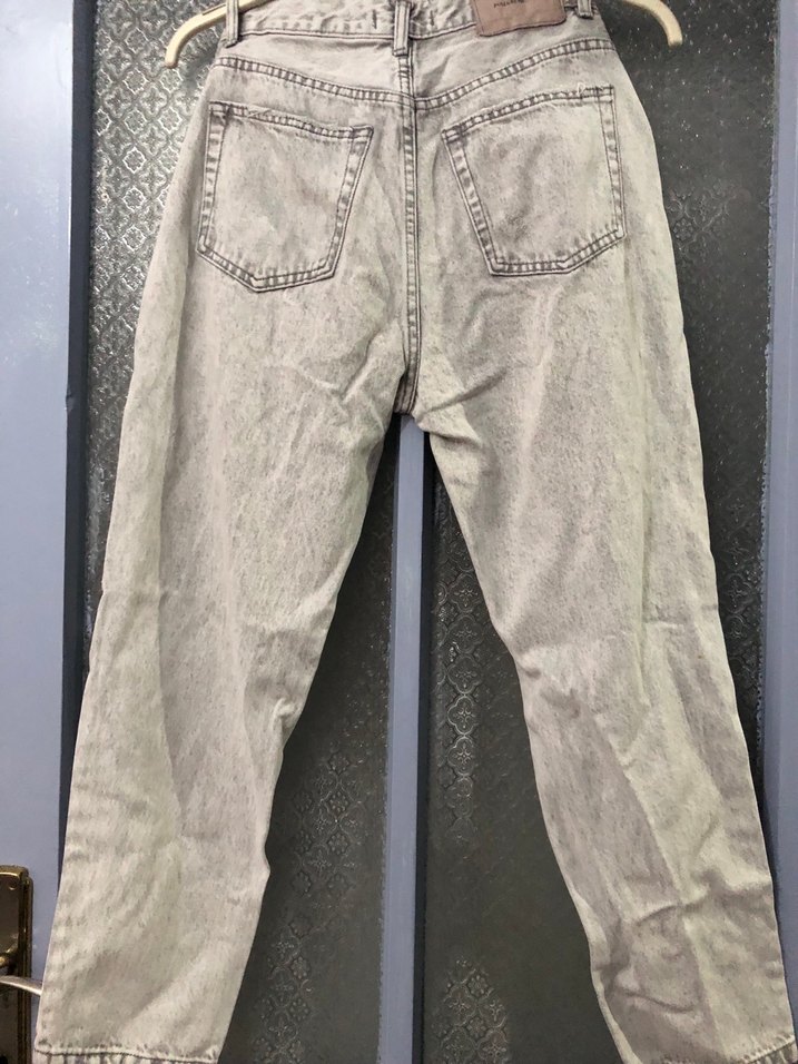 Gri Bol Kesim  Kot Pantolon - Görsel 2