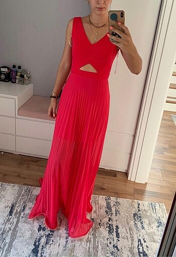 Dora Nar çiçeği şifon abiye elbise 36 beden