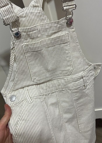 Zara Kız Çocuk Bej Çizgili Askılı Salopet