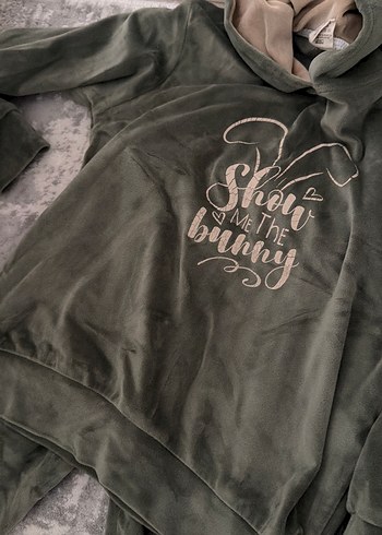 Kızlar için Salaş Kesim Nakışlı Haki Eşofman - Görsel 4