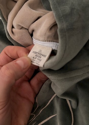 Kızlar için Salaş Kesim Nakışlı Haki Eşofman - Görsel 3