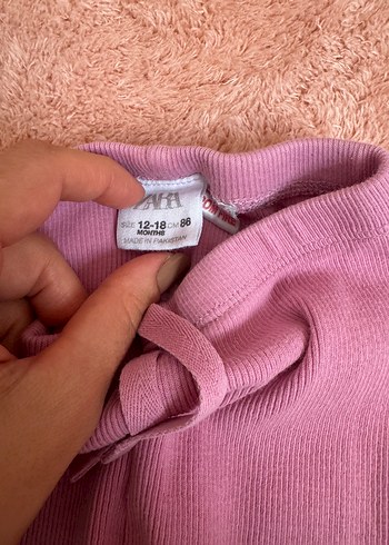 Zara Kız Çocuk Pembe Örgü Triko Tayt