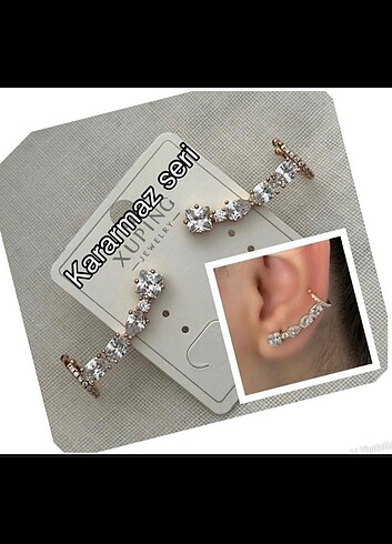 Taşlı earcufflu küpe 