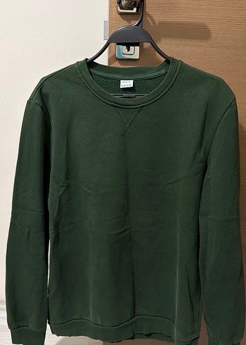 Defacto Koyu Yesil Bisiklet Yaka Sweatshirt