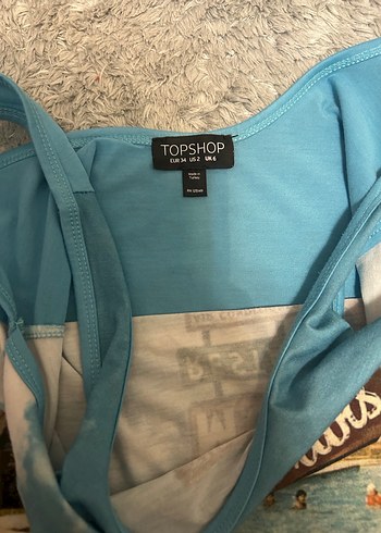 Mavi Baskılı Retro Kadın Mayo - Görsel 4