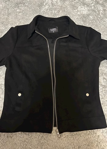 Siyah Süet Fermuarlı Kadın Ceket - Görsel 2