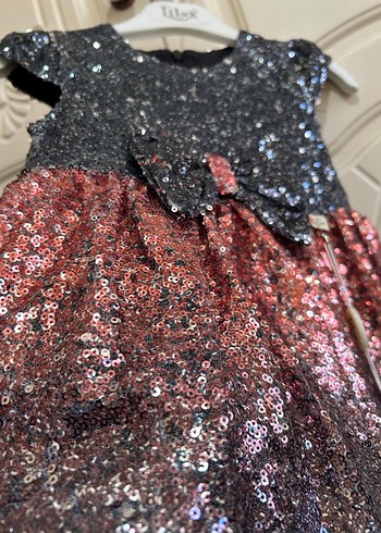 Kız Çocuk Çok Renkli Parlak Payetli Elbise - Görsel 3