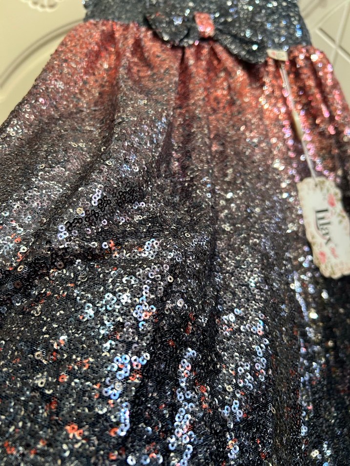 Kız Çocuk Çok Renkli Parlak Payetli Elbise - Görsel 2