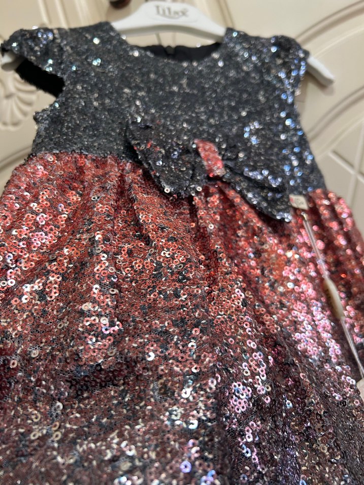 Kız Çocuk Çok Renkli Parlak Payetli Elbise - Görsel 3