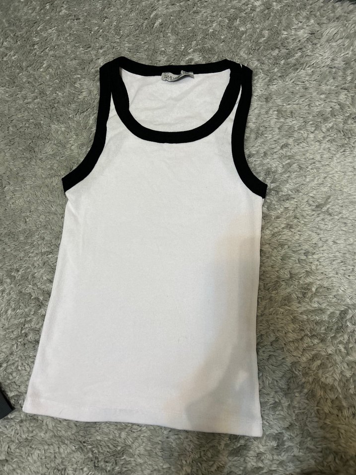 Siyah-Beyaz Kadın Atlet, Düz Kesim, Spor - Görsel 2