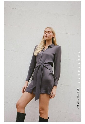 Zara Düğümlü Saten Görünümlü Elbise