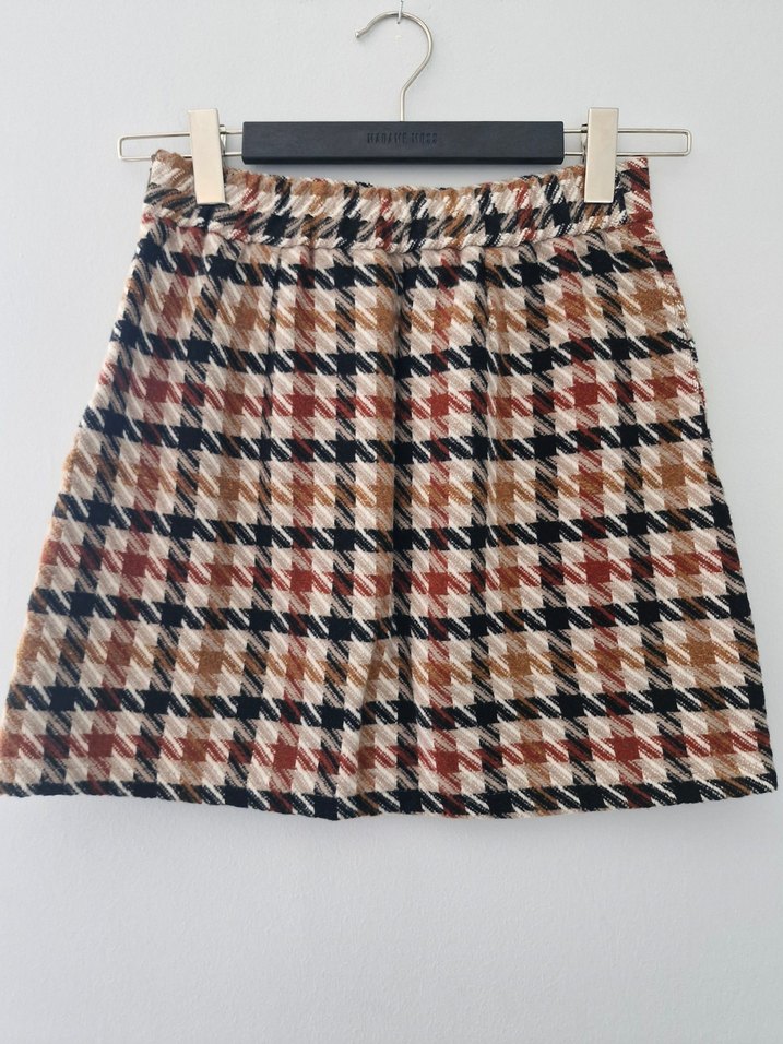 Kahverengi Desenli Yün Etek - Görsel 2