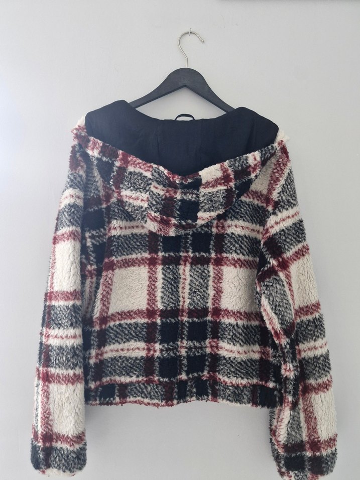 Bershka Kapşonlu Peluş Ceket - Görsel 3