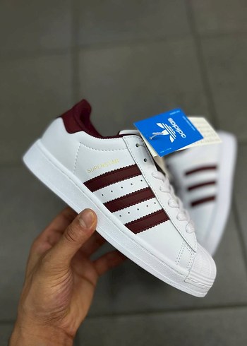 Beyaz Bordo Adidas Süperstar Erkek Spor Ayakkabı
